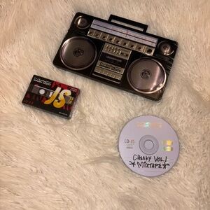Retro-Inspired Boombox Makeup Set with CD Palette